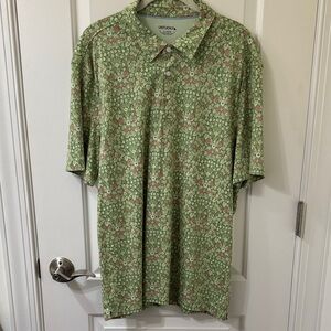 UNTUCKit Men's Polo with Green and Pink Floral Pattern